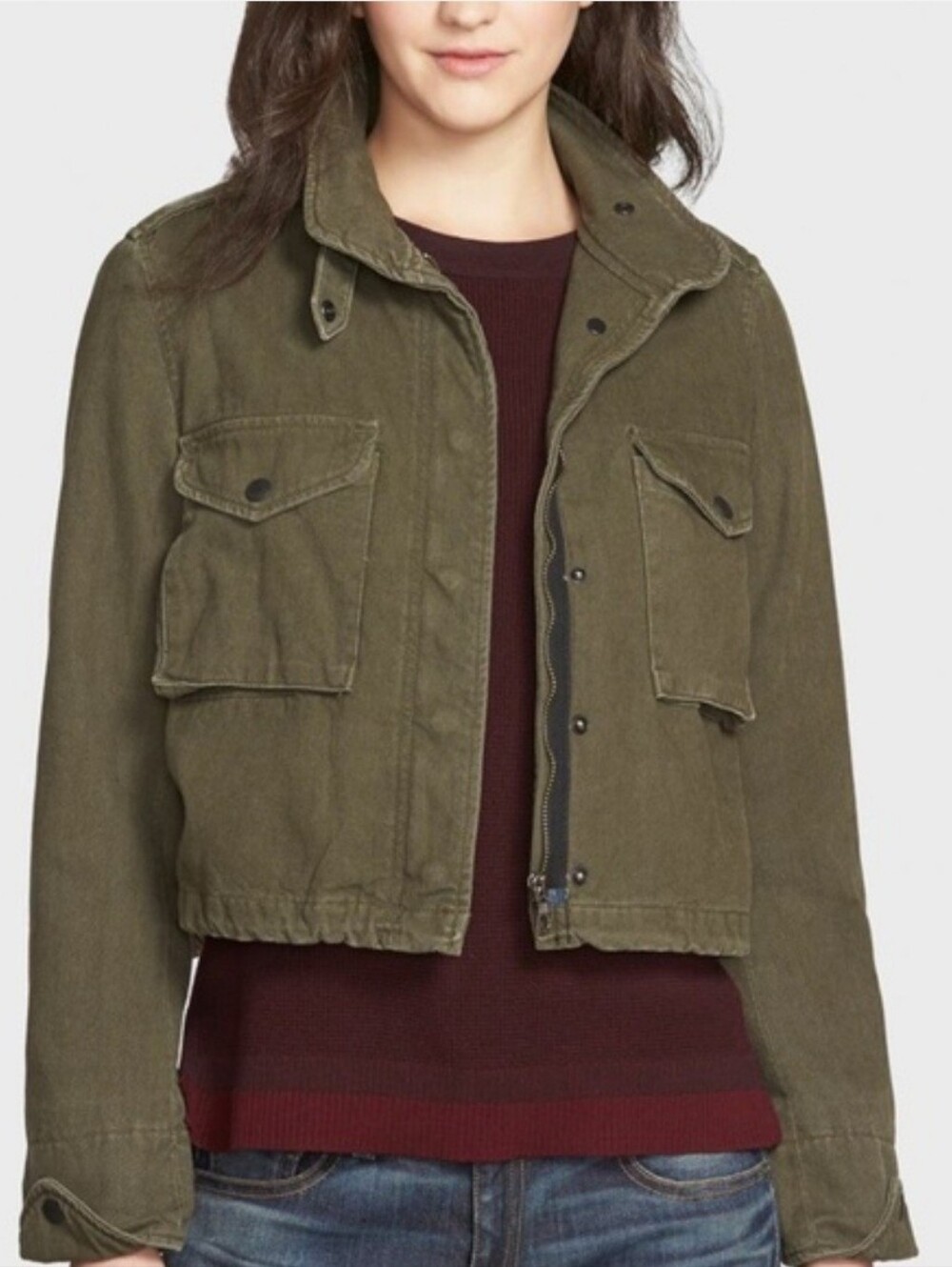 Rag & Bone M15 Army Green Fatigue Military Style Cropped Jacket